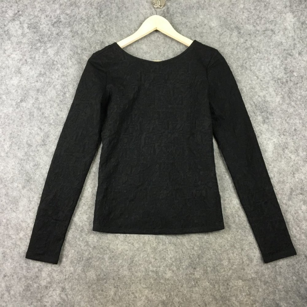 & Other Stories Top 8 Black Long Sleeve Scoop Back Textured Dressy Cocktail